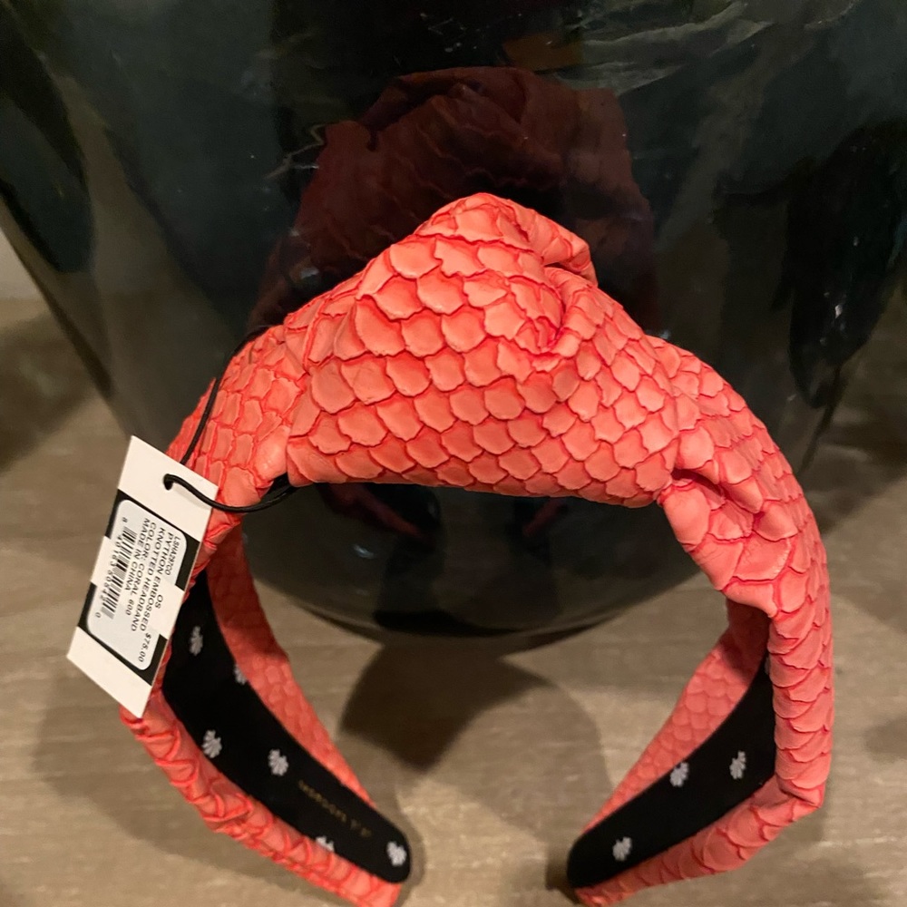 New Lele Sadoughi Python Embossed Coral headband